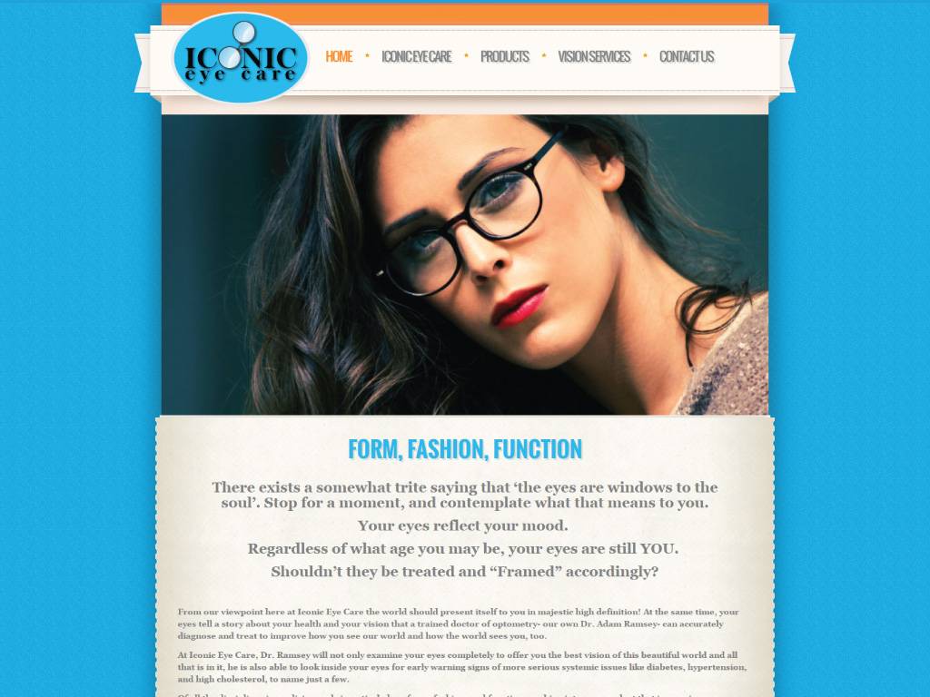 Iconic Eye Care website by The Visionaries Group and dba designs