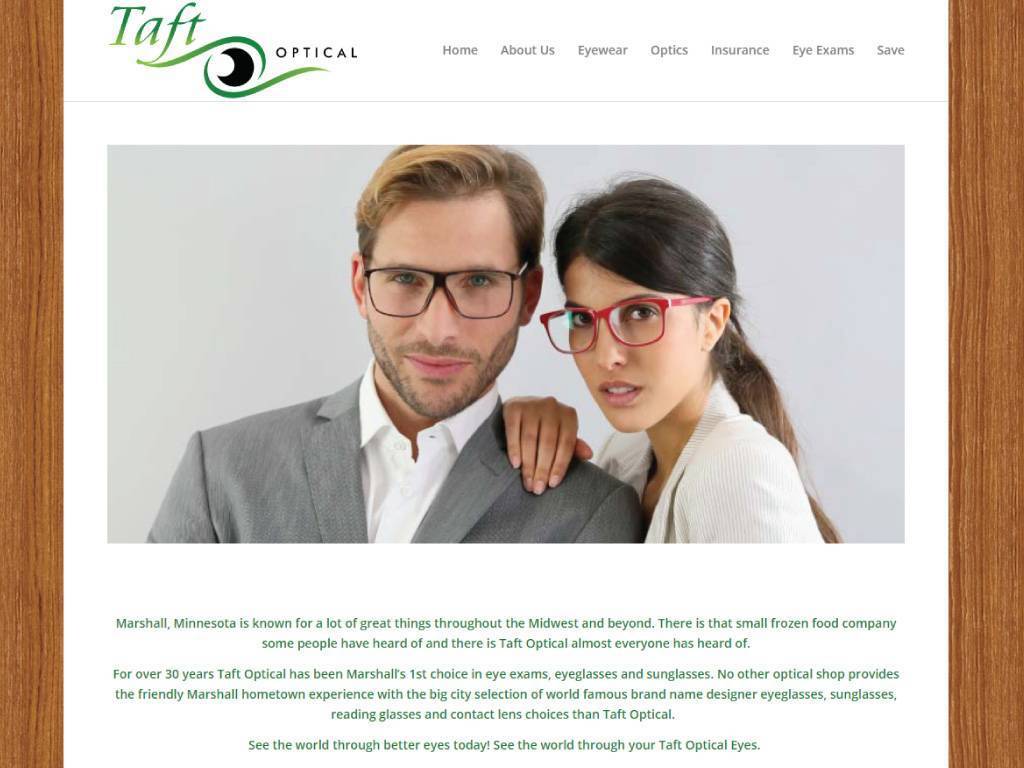 Taft Optical website by dba designs and The Visionaries Group